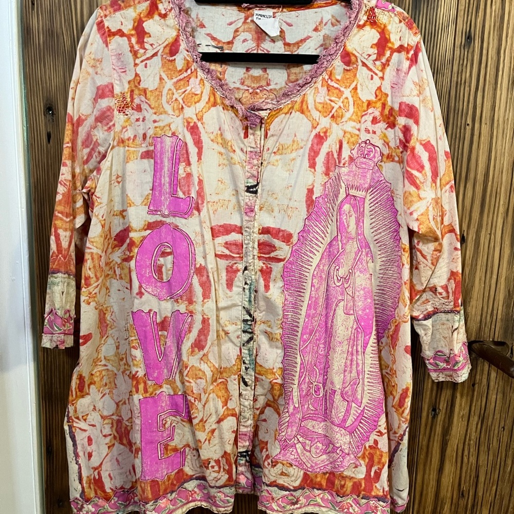 Magnolia Pearl Guadalupe Love shirt.